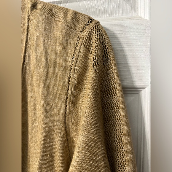 Talbots 100% Linen Cardigan Sweater Plus size 1X Neutral Tan Lightweight - Picture 2 of 7